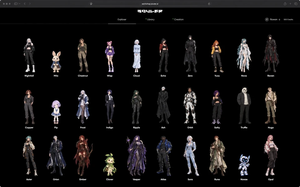 Souler Character Workshop Explorer in Safari